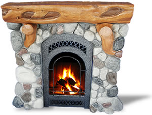 Log mantle River-rock Fireplace Surround